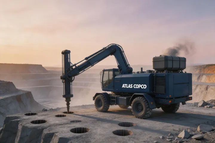 Drill rig on mine bench
