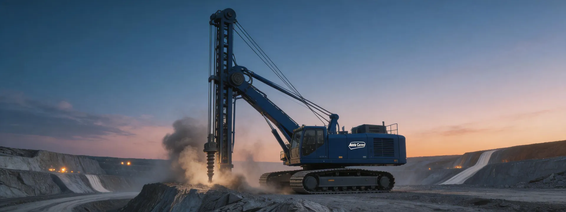 Drill rig silhouette at dusk